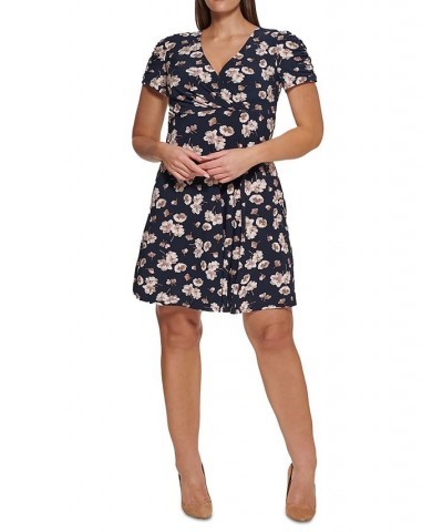 Plus Size Floral-Print Ruched-Sleeve Jersey Dress Sky Captain.latte $39.95 Dresses