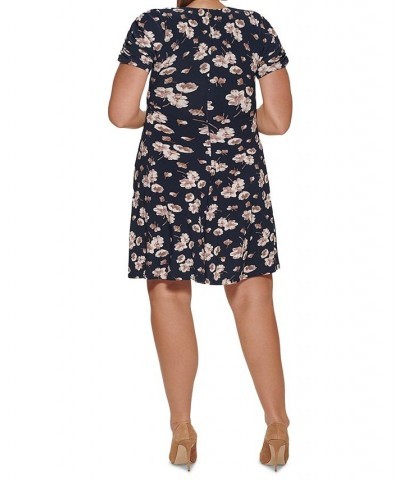 Plus Size Floral-Print Ruched-Sleeve Jersey Dress Sky Captain.latte $39.95 Dresses