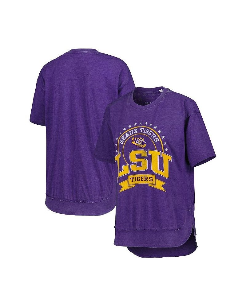 Women's Heather Purple LSU Tigers Vintage-Like Wash Poncho Captain T-shirt Heather Purple $27.99 Tops