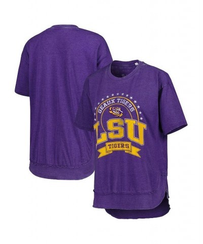 Women's Heather Purple LSU Tigers Vintage-Like Wash Poncho Captain T-shirt Heather Purple $27.99 Tops