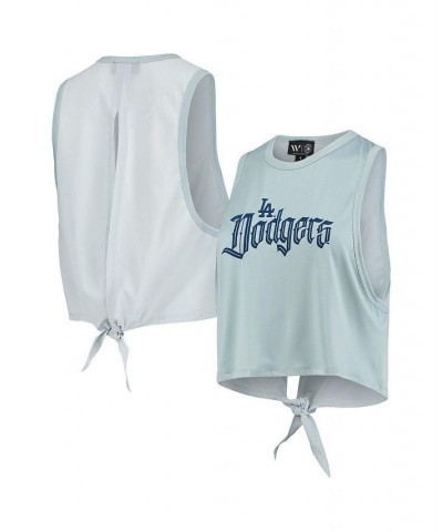 Women's Light Blue Los Angeles Dodgers Open Back Twist-Tie Tank Top Light Blue $26.40 Tops