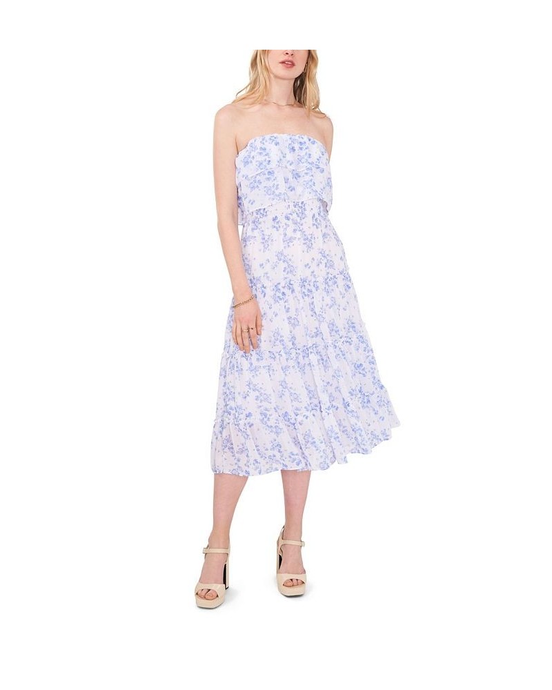 Women's Strapless Ruffle Tiered Midi Dress Multi $44.55 Dresses