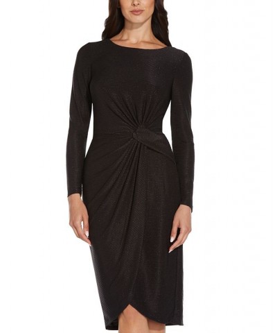 Metallic Long-Sleeve Sheath Dress Black $55.13 Dresses