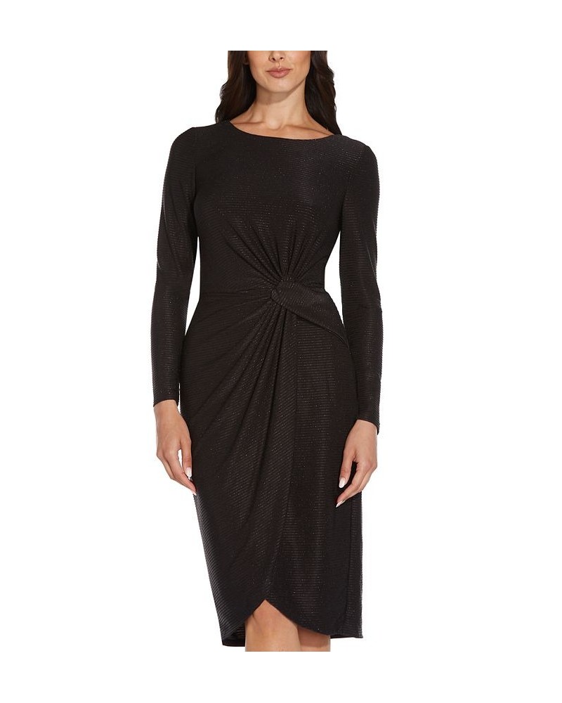 Metallic Long-Sleeve Sheath Dress Black $55.13 Dresses