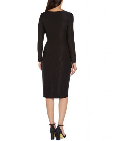 Metallic Long-Sleeve Sheath Dress Black $55.13 Dresses