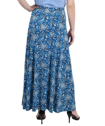 Petite Printed Maxi Skirt with Sash Waist Tie Wine Merrypais $11.78 Skirts