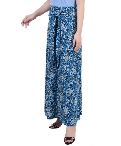 Petite Printed Maxi Skirt with Sash Waist Tie Wine Merrypais $11.78 Skirts