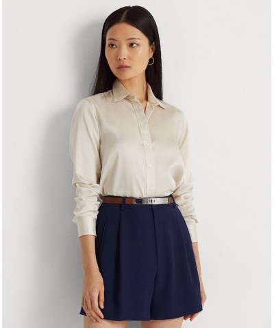 Women's Satin Charmeuse Shirt White $51.15 Tops