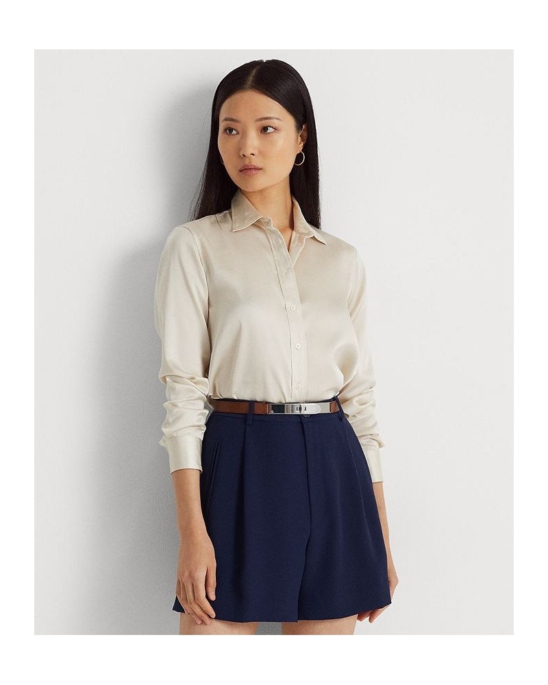 Women's Satin Charmeuse Shirt White $51.15 Tops