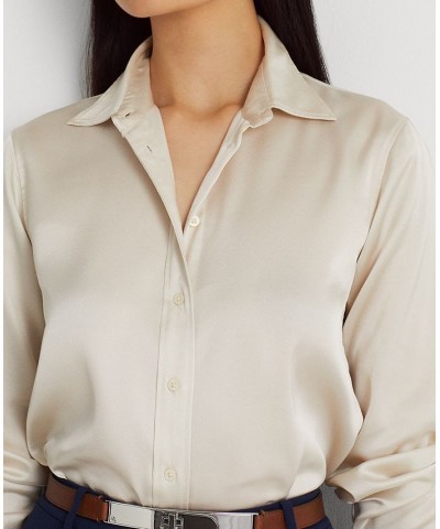 Women's Satin Charmeuse Shirt White $51.15 Tops