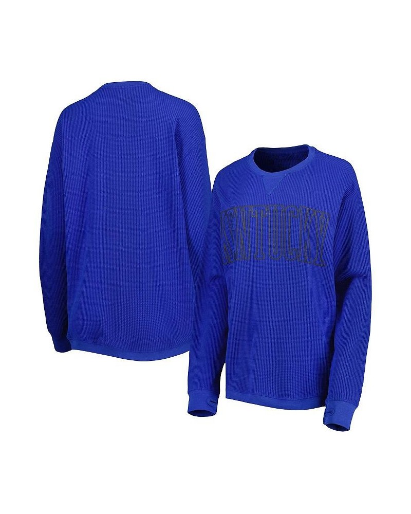 Women's Royal Kentucky Wildcats Surf Plus Size Southlawn Waffle-Knit Thermal Tri-Blend Long Sleeve T-shirt Royal $30.00 Tops