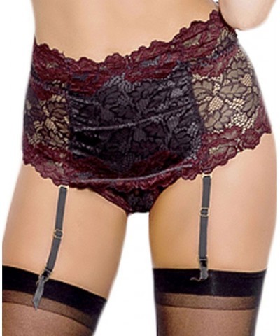 Plus Size Hi-Waist Garter Thong 2pc Lingerie Set Black $30.80 Lingerie
