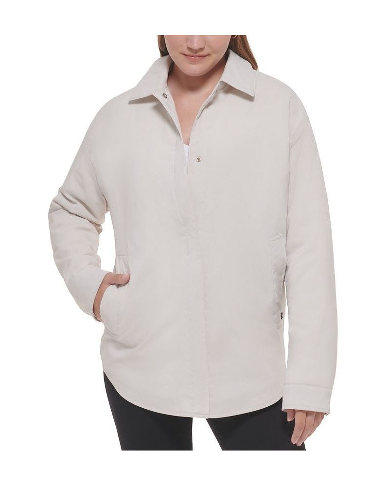 Women's Snap-Front Shirt Jacket White $48.85 Jackets