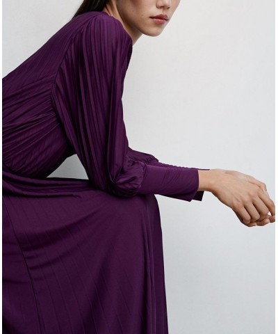 Women's Pleated Wrap Dress Purple $63.70 Dresses