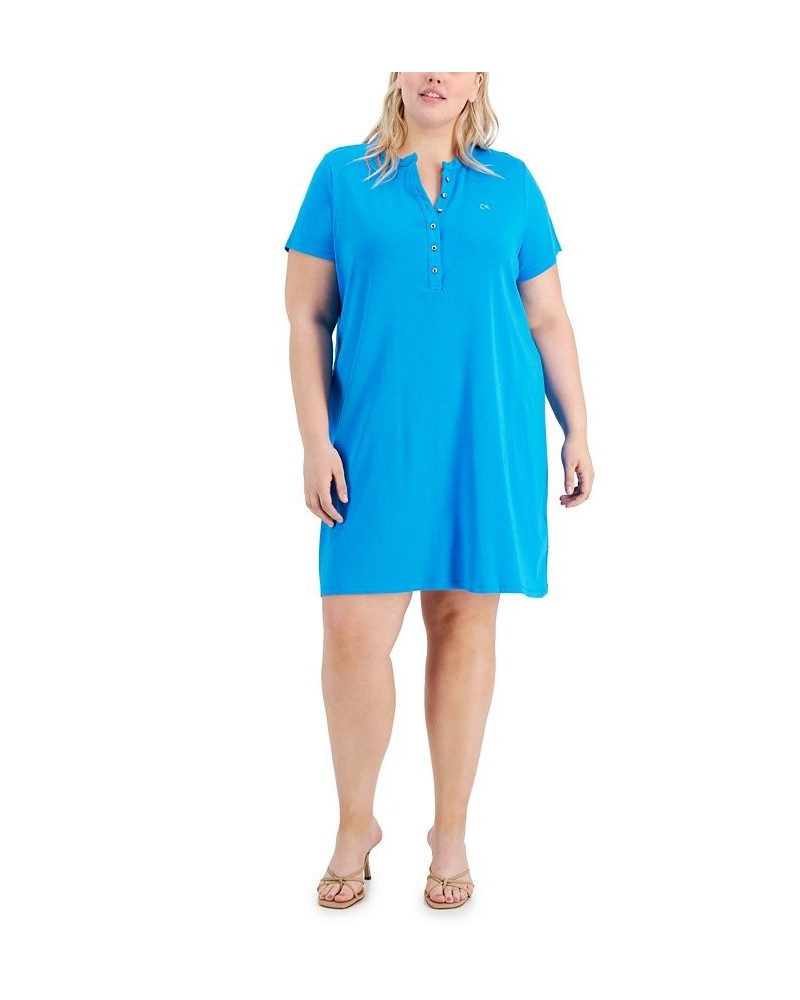 Plus Size Henley Dress Ocean Blue $45.65 Dresses