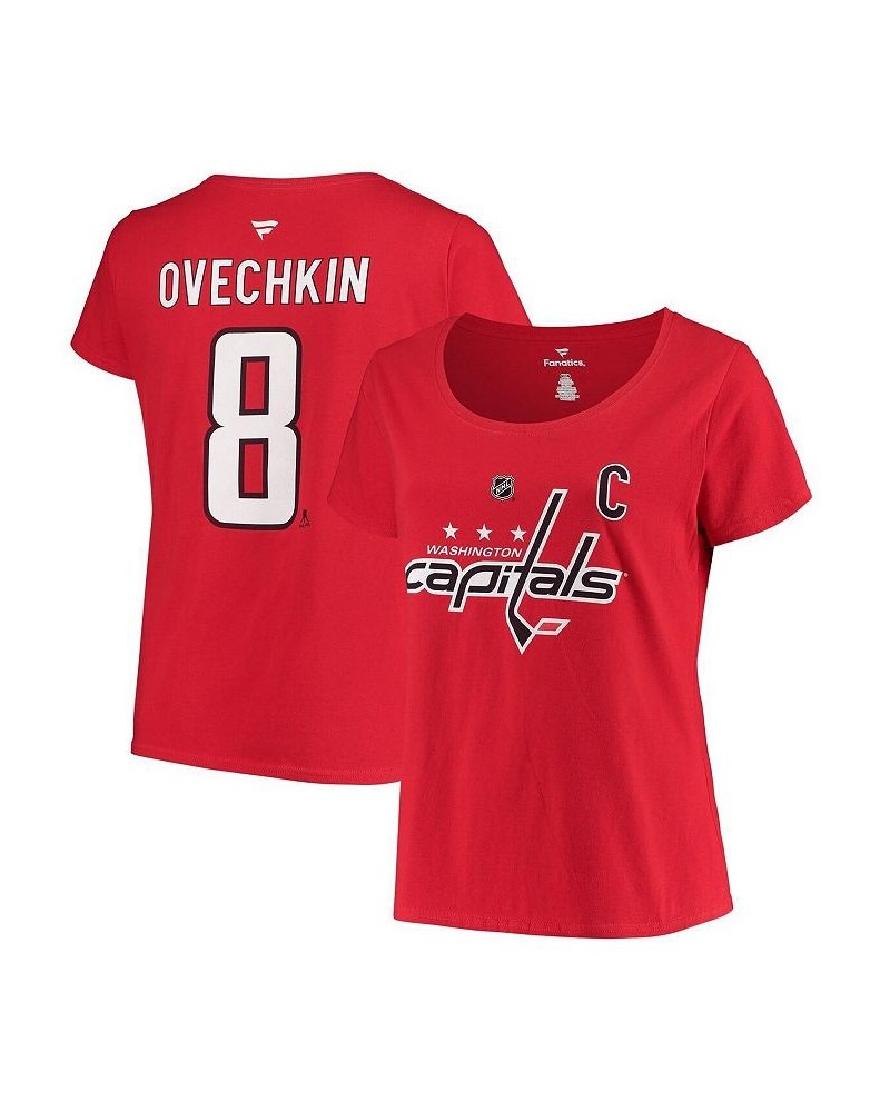 Women's Branded Alexander Ovechkin Red Washington Capitals Plus Size Name and Number Scoop Neck T-shirt Red $25.51 Tops