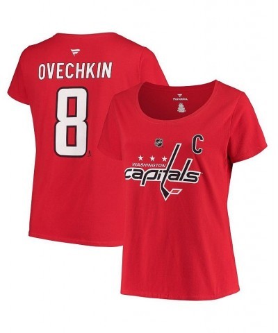 Women's Branded Alexander Ovechkin Red Washington Capitals Plus Size Name and Number Scoop Neck T-shirt Red $25.51 Tops