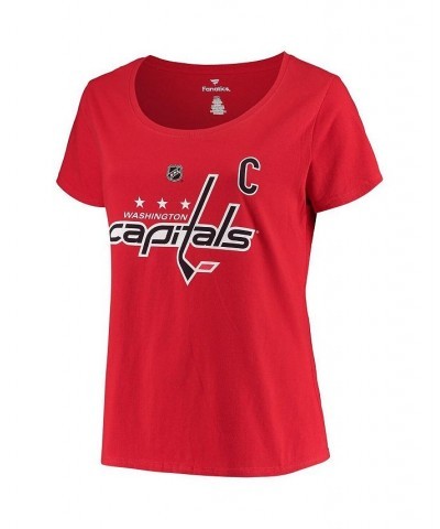 Women's Branded Alexander Ovechkin Red Washington Capitals Plus Size Name and Number Scoop Neck T-shirt Red $25.51 Tops