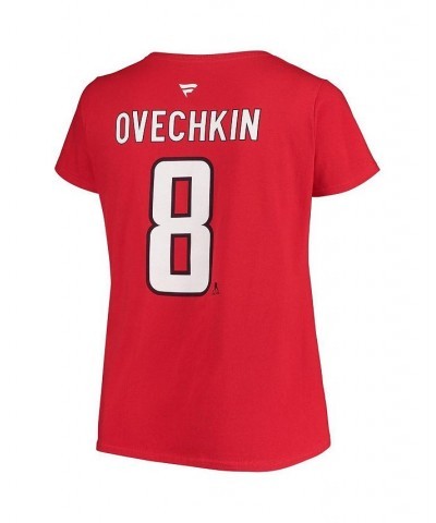 Women's Branded Alexander Ovechkin Red Washington Capitals Plus Size Name and Number Scoop Neck T-shirt Red $25.51 Tops