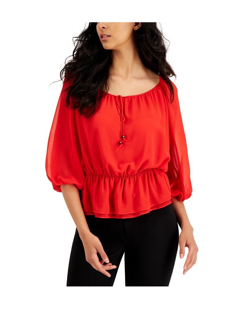 Women's Poet Blouse Dark Red $38.38 Tops