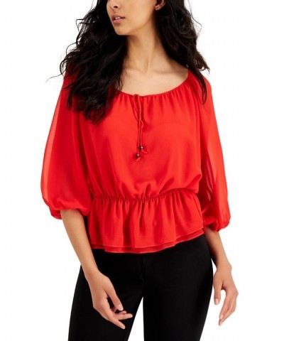 Women's Poet Blouse Dark Red $38.38 Tops