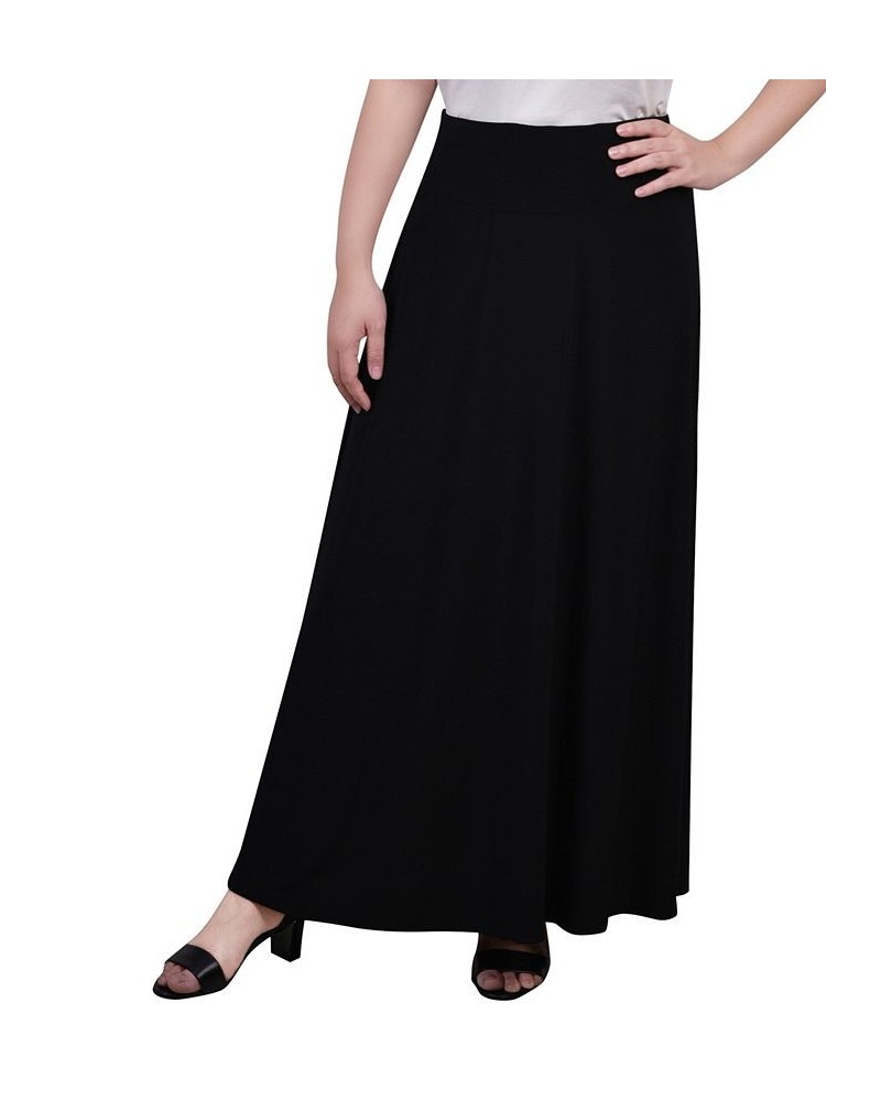 Petite Maxi with Front Faux Belt with Ring Detail A-Line Skirt Black $17.92 Skirts