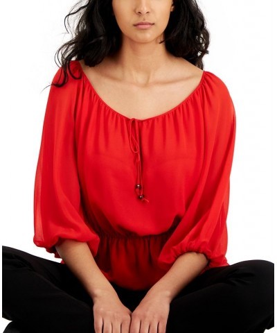 Women's Poet Blouse Dark Red $38.38 Tops