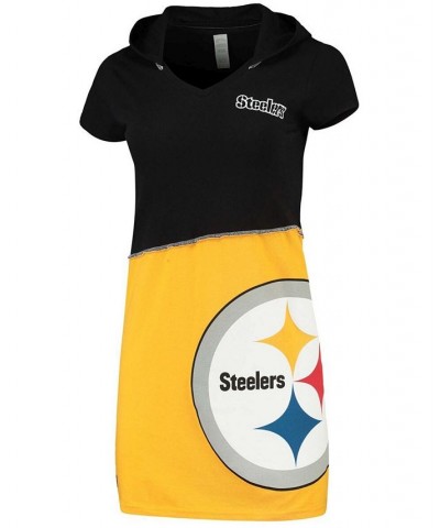 Women's Black Gold-Tone Pittsburgh Steelers Hooded Mini Dress Black $41.65 Dresses