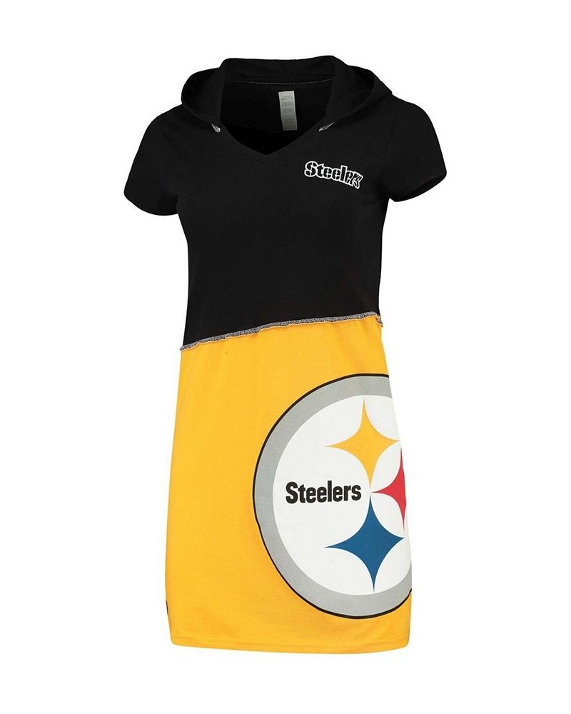 Women's Black Gold-Tone Pittsburgh Steelers Hooded Mini Dress Black $41.65 Dresses