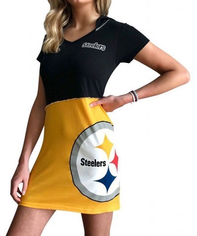 Women's Black Gold-Tone Pittsburgh Steelers Hooded Mini Dress Black $41.65 Dresses