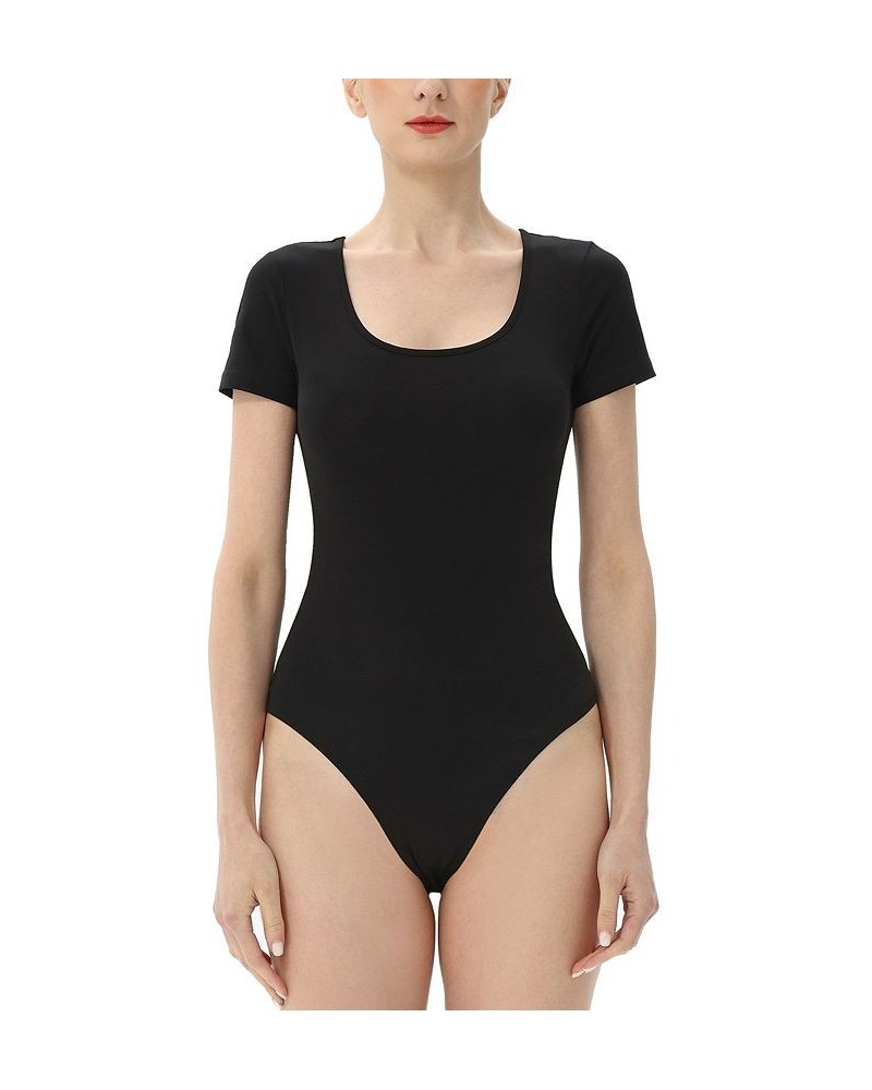 Women's U-neck Basic Bodysuit Top Black $29.40 Tops