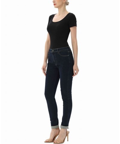 Women's U-neck Basic Bodysuit Top Black $29.40 Tops