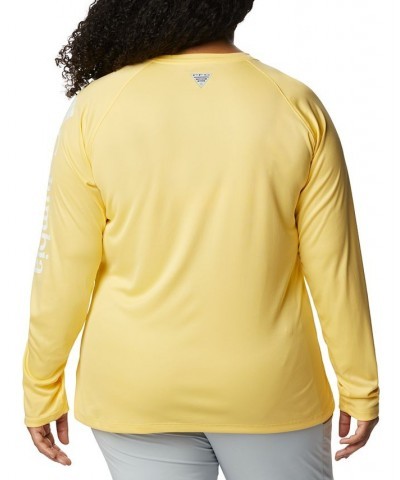 Plus Size PFG Tidal Tee II Omni-Shade T-Shirt Sweet Corn, White Logo $24.00 Tops