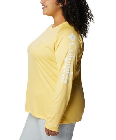 Plus Size PFG Tidal Tee II Omni-Shade T-Shirt Sweet Corn, White Logo $24.00 Tops