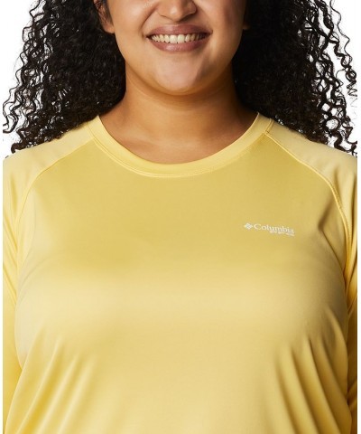 Plus Size PFG Tidal Tee II Omni-Shade T-Shirt Sweet Corn, White Logo $24.00 Tops