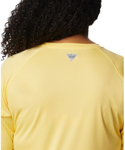 Plus Size PFG Tidal Tee II Omni-Shade T-Shirt Sweet Corn, White Logo $24.00 Tops