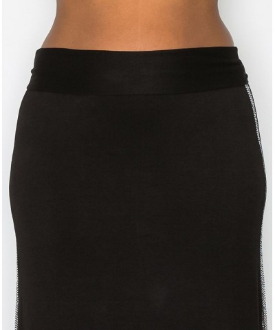 Plus Size Sequin Side Contrast Fold Over Midi Skirt Silver-Tone Black $16.80 Skirts