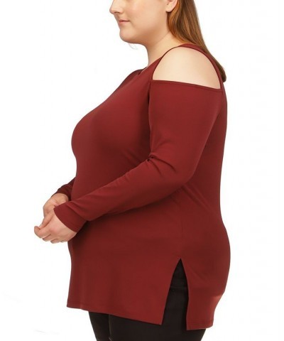 Plus Size Cold-Shoulder Top Merlot $17.08 Tops