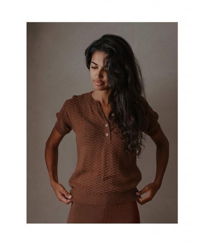 Women's Maternity Organic Cotton Etta Top Mocha $66.15 Tops