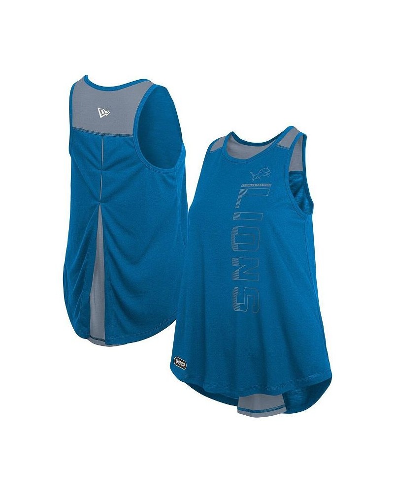 Women's Blue and Silver Detroit Lions Combine Authentic Over The Top Tank Top Blue, Silver $21.05 Tops