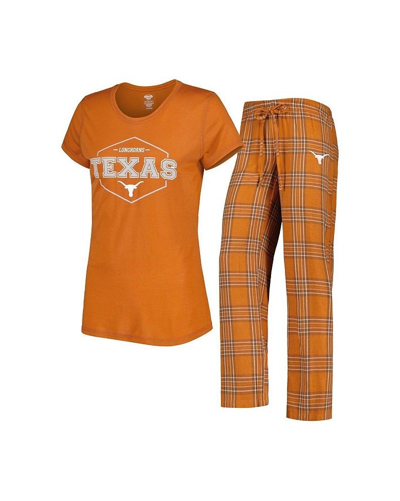 Women's Texas Orange White Texas Longhorns Badge T-shirt and Flannel Pants Sleep Set Orange, White $32.50 Pajama