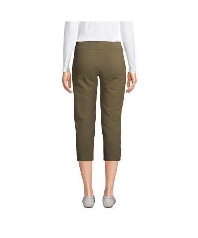 Women's Petite Starfish Mid Rise Elastic Waist Pull On Crop Pants Forest moss $33.77 Pants