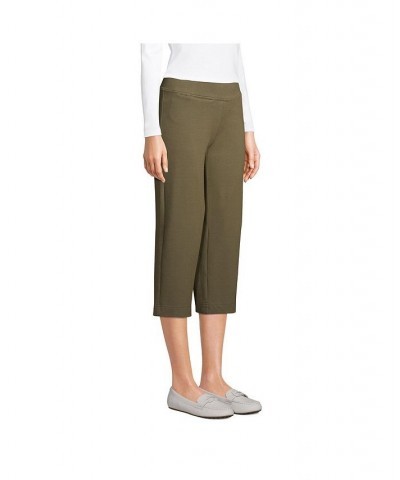 Women's Petite Starfish Mid Rise Elastic Waist Pull On Crop Pants Forest moss $33.77 Pants