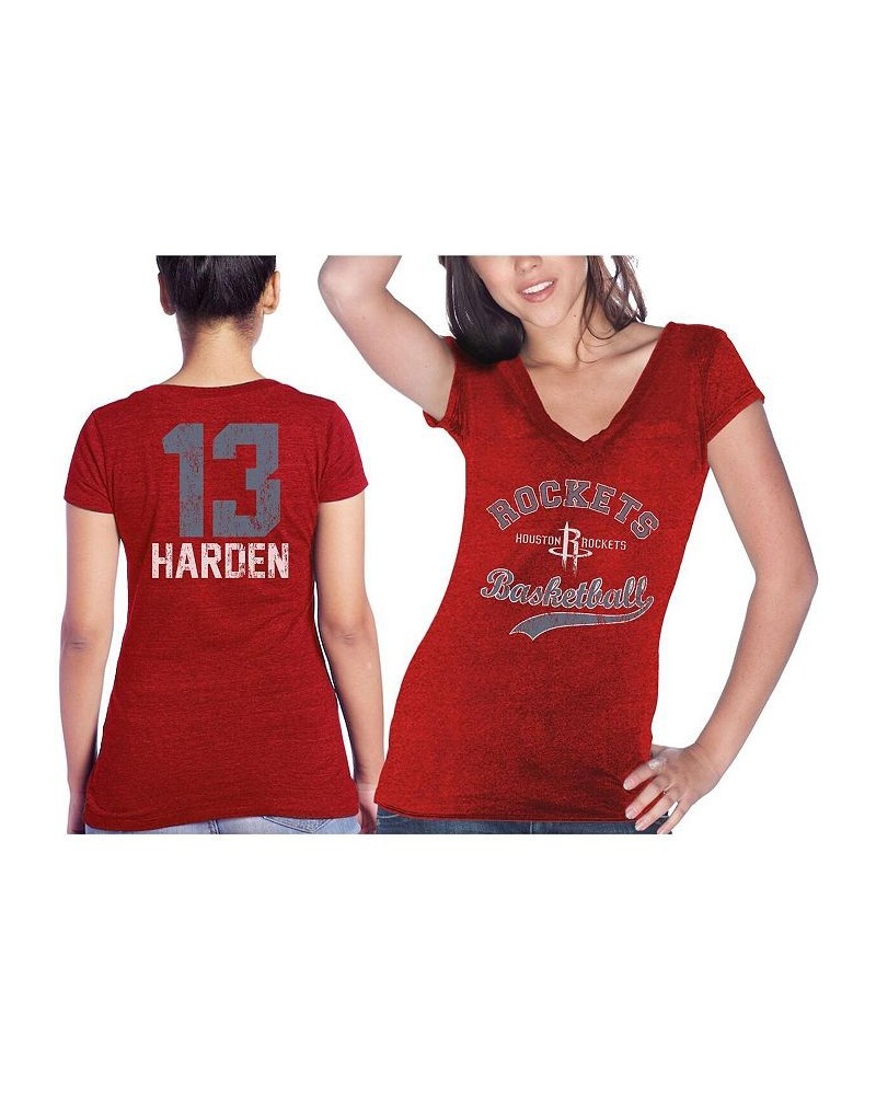 Women's Threads James Harden Red Houston Rockets Name & Number Tri-Blend T-shirt Red $28.99 Tops