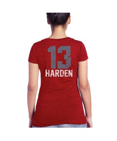 Women's Threads James Harden Red Houston Rockets Name & Number Tri-Blend T-shirt Red $28.99 Tops