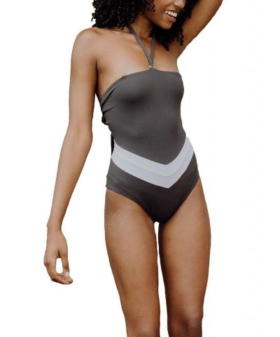 Vee convertible one piece women's swimsuit Gray $71.06 Swimsuits