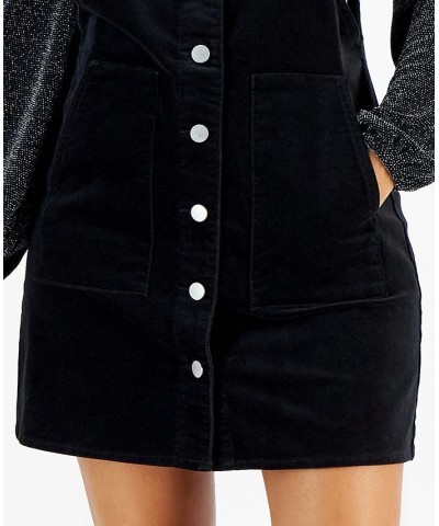 Juniors' Velvet Button-Front Pinafore Dress Black $16.79 Dresses