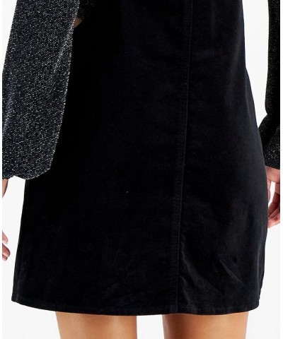 Juniors' Velvet Button-Front Pinafore Dress Black $16.79 Dresses