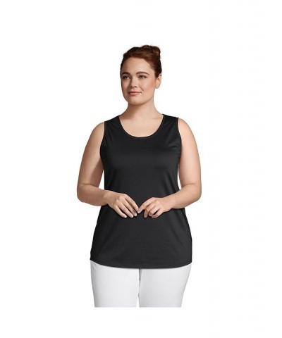 Women's Plus Size Supima Cotton Scoop Neck Tunic Tank Top Black $20.19 Tops