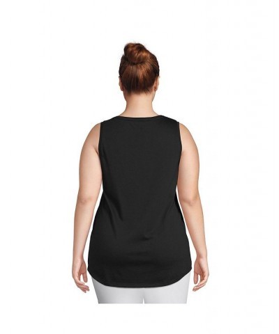 Women's Plus Size Supima Cotton Scoop Neck Tunic Tank Top Black $20.19 Tops